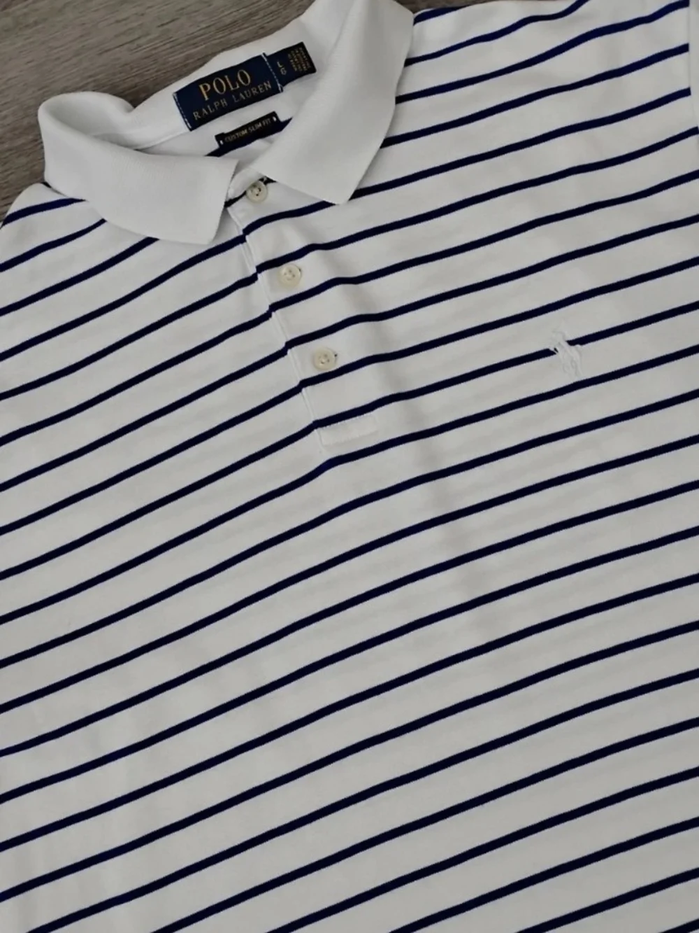 Polo Ralph Lauren Custom Slim Fit Short Sleeve Striped Polo Shirt Men's Size L